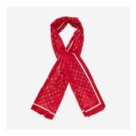 Jimmy Choo Red Silk Monogram Logo Scarf