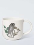 John Lewis Owl Fine China Mug, 350ml, White/Green