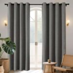 Joydeco 100% Blackout Lined Curtains W66 x L90 Drop, Faux Linen Textured Thermal Eyelet Curtains – 2 Panels Sold by Gemmypie / FBA