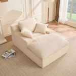 Joyic 160cm Chaise Lounge Chair Boneless Sofa Bed with Movable Pillows & Side Pockets, Beige (w/voucher)