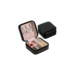 KDMD PU Single-Layer Travel Jewellery Organiser Box – Black