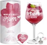 KEZKALS Gifts for Mum, Personalised Wine Glass, Mum Gifts Christmas