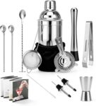 KINGROW Cocktail Making Kit, 13 Piece 304 Stainless Steel 25oz Sliver