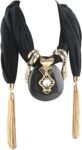 KOFUN Women Scarf, Women Bohemian Ethnic Jewelry Tassel Water Drop Pendant Scarf Necklace Black