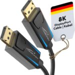 KabelDirekt 1-Pack 4K & 8K DisplayPort Cable, 3m, DP 1.4, Achieves 8K60Hz on PCs, Laptops, Gaming Monitors