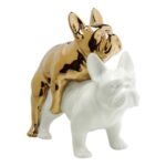 Kare Design Love Dogs Deco Object, Porcelain, Gold/White, 17x11x20 Cm