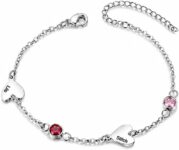 Kaululu Personalised Birthstone Bracelet for Women Custom Engraved Names Heart Charm Bracelet Adjust for Mum Wife Grandma Gift for Mothers Day Christmas