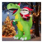 Kendane 8ft Santa on Dinosaur Inflatable with LED Lights