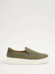 Khaki Contrast Sole Slip On Trainers – Free C&C