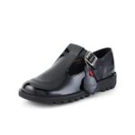 Kick T Bar Black Leather School Shoes, 8 UK