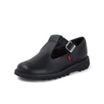 Kick T Bar Black Leather School Shoes UK Size 6