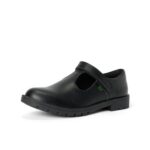 Kickers Lachly T-Bar Infant Girls School Shoes, Black, 12
