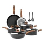 Kitchen Academy 12-Piece Induction Cookware Set – Black
