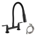 Kitchen Mixer Tap, Matte Black 2 Hole Bridge Kitchen Sink Faucet