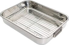 KitchenCraft Roasting Tin with Rack, Stainless Steel Construction, Rectangular Shape, Dishwasher Safe, Oven Safe, Freezer Safe