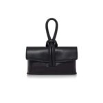 Kitise Italian Leather Tie Closure Crossbody Bag – Black