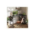 L-Shaped Computer Gaming Desk with Power Outlets
