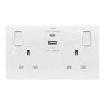 LAP 13A 2-Gang SP Switched Socket 3A 22W 2-Outlet Type A & C USB Charger White – Free C&C
