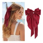 LECTNORE Red Hair Bow Clip, Large Bowknot with Satin Ribbon