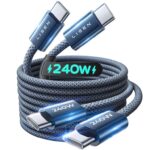 LISEN 240W USB C to USB C Cable 2-Pack 2m USB C Charger Cable, Nylon Type C With Voucher B King FBA (Prime Exclusive)