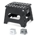 LIVIVO 9-Inch Folding Step Stool, Lightweight, 150kg, Carry Handle, Black