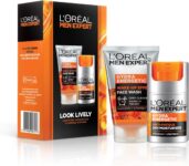 LOréal Men Expert Look Lively Gift Set, Hydra Energetic Face Wash and Moisturiser, Vitamin C and Guarana, For Men, Anti-Fatigue Duo, Up To 24H Hydration, Wake-Up Effect Skincare Set