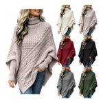 LUNMIRY Womens Cable Knit Poncho Jumper