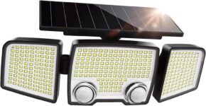 LUTEC Solar Outdoor Lights 332 LED 7000K, Super Bright Motion Sensor Outdoor Lights with 2 Sensors, Waterproof 270 Wide Angle Solar Flood Lights with 3 Modes for Garden Patio Yard