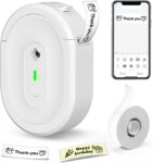 Label Maker Machine with Tape, N12 Portable Bluetooth Label Printer, Inkless Mini Handheld Sticker Maker, Multiple Templates for Home School Office Kitchen Organization, White