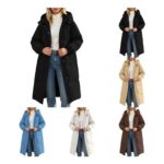 Ladies Long Puffer Coat with Hood – Black