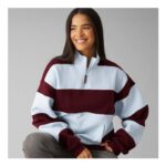 Lagooners Birchden 1/4 Zip Sweatshirt – Ice Blue/Burgundy