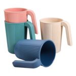 Lanjue 4-Pack Plastic Cups with Handles, 350ml, Assorted Colours