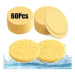 Lanjue 60-Count Compressed Facial Sponges, 2.5-Inch Yellow