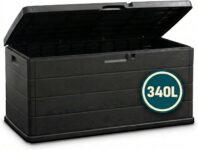 Large Garden Storage Box 340L Plastic Outdoor Cushion Storage Chest with Lockable Lid Water Resistant Deck Box for Parcels, Tools & Toys, Grey