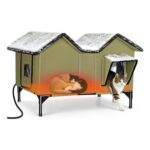 Large Heated Outdoor Cat House – Green