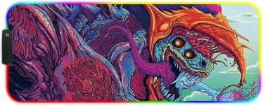 Large RGB Gaming Mouse Mat Pads 800x300x4mm Led Mousepad Soft Computer Keyboard Mice Mat for Macbook, PC, Laptop, Desk Gaming Mouse Pads Beast