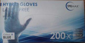 Latex-Free Hybrid Blue Colour 1 Box of 200 Gloves – LARGE Size
