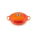 Le Creuset Signature Shallow Casserole/Braiser 30cm Flame Stainless Steel Knob