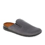 Leather Mule Slippers – Grey