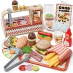 Lehoo Castle Wooden Play Food Burger Set, Toy Food for Kids Aged 3-8 – Sold by Oroliving EU / FBA