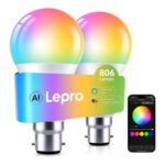 Lepro Smart B22 LED Bulb, 806lm, RGBTunable White, 2-Pack