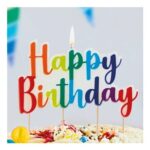 Lets Party Rainbow Happy Birthday Candle Topper