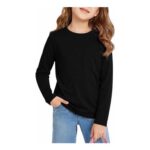 Leversic Girls Long Sleeve Plain T-Shirts Crew Neck