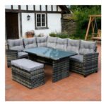 Linea 6-Piece Rattan Garden Dining Set – Grey