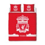 Liverpool FC Officially Licensed Double Duvet Cover Set, Tone Design Red Reversible 2 Sided Football Bedding Cover Official Merchandise