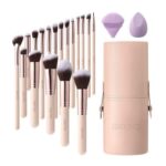Livingandhome 18pcs Professional Makeup Brush Set Nude Pink