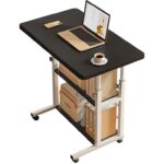 Livingandhome Height Adjustable Mobile Desk with Wheels – Wood and Black colours. Sold & shipped by Kabinet Ltd