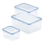 LocknLock 3-Piece Airtight Rectangular Food Storage Containers with Lids