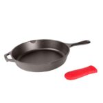 Lodge Cast Iron Skillet, Pre-Seasoned with Silicone Hot Handle Holder , 10.25 Inch Dia, Black/Red Silicone (L8SK3ASHH41B) Sold By Amazon US