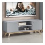 Loft24 Cassie Grey TV Stand – 2 Door, 2 Shelf